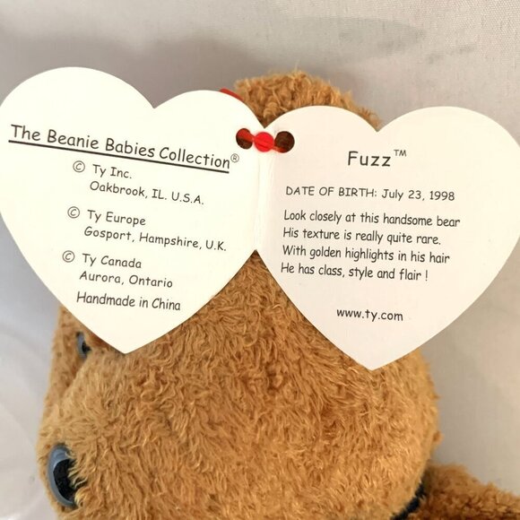 TY Beanie Baby Fuzz The Bear Brown 8" 1999 With Original Hang Tag - Picture 3 of 8